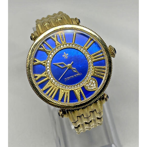 JUDITH RIPKA Blue Gold & Cubic Zirconia Stainless Steel Wrist Watch, New Battery - Picture 7 of 9